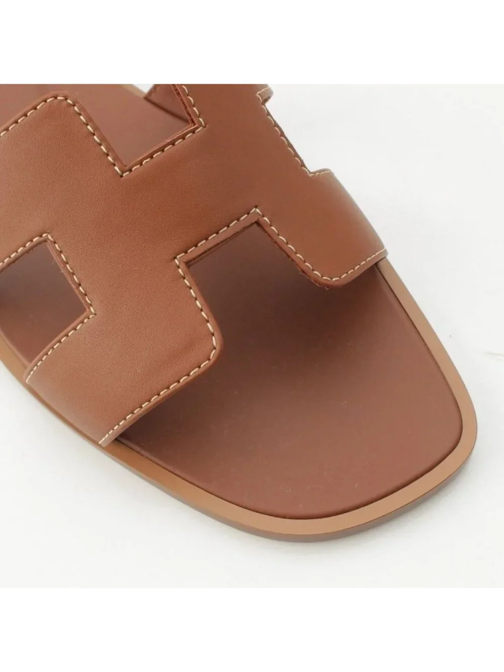 Hermes Oran Leather Sandals Gold